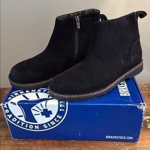 Birkenstock Melrose Black Suede Zip-Up Boots